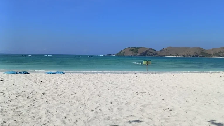 Aerial view of Tanjung Aan Bay Lombok