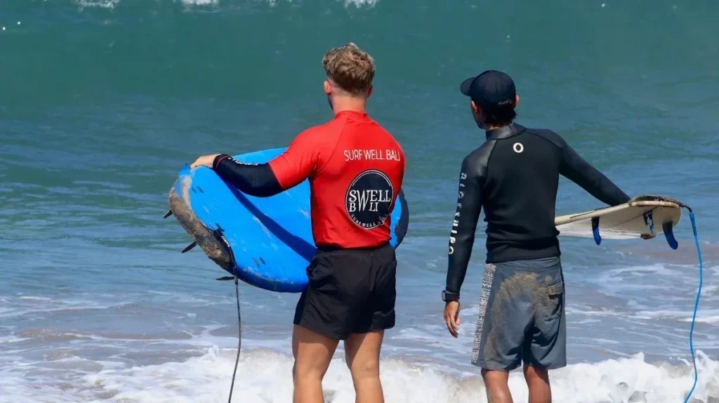 Morning surf conditions at Kuta Beach Bali for learners